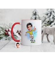Bk Gift Kişiye Özel Futbolcu Karikatürlü Kırmızı Kupa Bardak-10, Sevgiliye Hediye, Arkadaşa Hediye