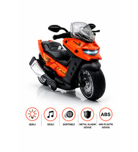 Işıklı Ve Sesli Sürtmeli Metal Oyuncak Motor 14 cm Diecast Maket Motosiklet Xmax Scooter
