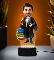 Doğum Günü Hediyesi,Sevgiliye Hediye, Kişiye Özel Fotoğraflı Avukat 2 Karikatür 3D Led Lamba (Beyaz)
