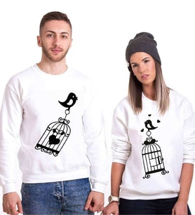 Tshirthane Aşık Kuşlar Sevgili Kombinleri Sweatshirt Kombini (Tek Ürün Fiyatıdır.)