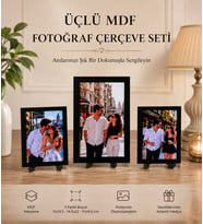 Kişiye Özel Üçlü Ahşap MDF Fotoğraf Çerçevesi