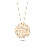 Nazar Duası Altın Kolye 14K Rose Gold El İşlemesi