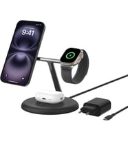 Belkin 3'Ü 1 Arada Manyetik Magsafe Uyumlu Qi2 15W Kablosuz Şarj Standı, Iphone 16, 15, 14 Ve 13 Ser