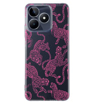 Realme C53 Uyumlu Pembe Leopar Desenli Şeffaf Telefon Kılıfı