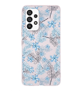 Samsung Galaxy A33 Uyumlu Kapak Floral Mavi Tasarımlı Şeffaf Silikon Kılıf