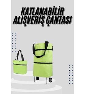 Katlanabilir Tekerlekli Çantalı Çarşı Pazar Arabası Alışveriş Çantası Piknik Çantası
