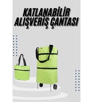 Katlanabilir Tekerlekli Çantalı Çarşı Pazar Arabası Alışveriş Çantası Piknik Çantası