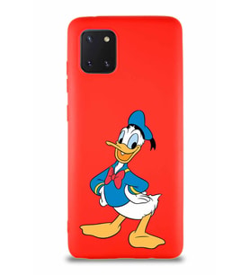 Samsung Galaxy Note 10 Lite Soft Premier Kapak Donald Duck-C Tasarımlı Silikon Kılıf - Kırmızı (Şeffaf)