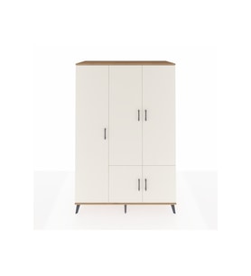 Kronos Dolap 7 Raflı 5 Kapaklı Tek Askılı 132x59x195 Çam-Aytaşı/Çam