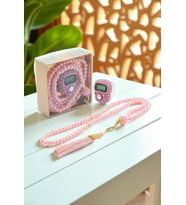 Hediyelik Taşlı Zikirmatik ve 99 lu İnci Tesbih Kutulu Set - Pembe