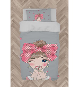 MEKTA HOME BEBEK VE ÇOCUK ODASI Fiyonklu Kız Desenli Nevresim Takımı