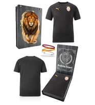 Galatasaray Orijinal Lisanslı Sıfır Yaka Siyah A Takım Antrenman T-Shirt + Bileklik Set (Siyah-Gri)