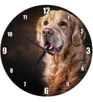 Cakatablo Güzel Golden Retriever Köpek Resimleri Duvar Saati