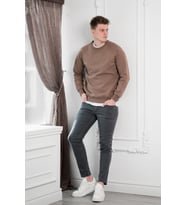 FBI Slimfit 3 İplik İçi Polarlı Bisiklet Yaka Sweatshirt (Kahverengi)