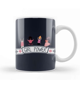 Girl Power Banner Jumping Girls Kupa Bardak Porselen