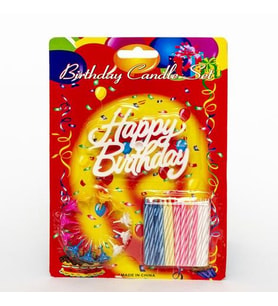 Rengarenk Mumlu Beyaz Happy Birthday Yazılı Doğum Günü Mumu 12 Adet