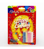 Rengarenk Mumlu Beyaz Happy Birthday Yazılı Doğum Günü Mumu 12 Adet