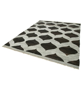 Gri Halı Geometrik Motifli Modern Stil El Dokuma Salon Halısı Yumuşak Doku Yatak Odası Ürünü