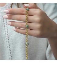 ?Gümüş Gold Sosyete Gözlü Zincir Bileklik