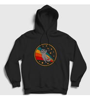 Presmono Unisex Siyah Space Scottish Fold Kedi Kapüşonlu Sweatshirt 290691tt