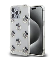 Apple iPhone 15 Pro Max Uyumlu Kılıf Hello Kitty Orjinal Lisanslı Elektroplating Kaplama Kabarcık Baskılı Kapak (Beyaz)