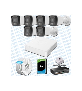 Provzen Hikvision 6’lı İP 4MP Güvenlik Kamerası Seti Colorvu Mikrofonlu Olay Anında Bildirim