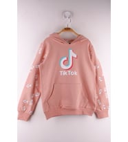 Toontoy Kız Çocuk Cepli Kapüşonlu Sweatshirt (Somon)