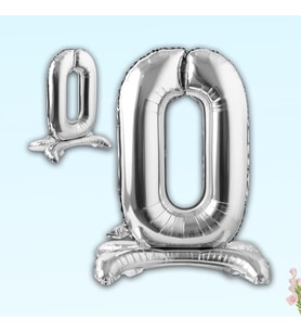 0 Rakam Ayaklı Folyo Balon, 65 cm - Gümüş (STD)