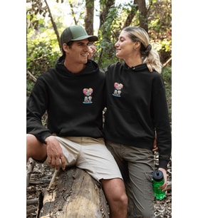 Yukarı Bak Sevgili/Çift/Arkadaşlık 2'li Kapşonlu Sweatshirt Seti (Siyah)