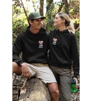 Yukarı Bak Sevgili/Çift/Arkadaşlık 2'li Kapşonlu Sweatshirt Seti (Siyah)