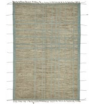 Mavi Halı Bej Pastel Tonlar Modern Geometrik Desenli El Dokuma Salon Halısı Bordürlü