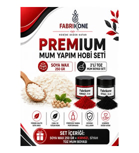 Premium Mum Yapım Hobi Seti - Soya Wax 250 gr - 2'li Toz Mum Boyası Seti - Kırmızı, Siyah BKFABSW2502KS