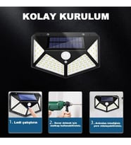 100 Led Dış Mekan Solar Aydınlatma Fotoselli Solar Lamba Hareket Sensörlü
