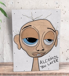 BK Gift The Lazy People Collection Drunk Guy Tasarımlı Dekoratif Mini Kanvas Tablo 15x20cm-1