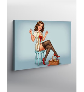 Kanvas Tablo Pin-Up Kadın Figürü