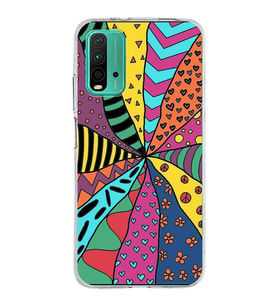 PrintiFy Xiaomi Redmi 9T ile Uyumlu 1mm Slim Fit Retro Renkler 4 Baskılı Şeffaf  Kılıf