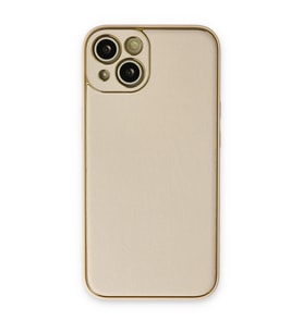 Apple İphone 14 Plus Kılıf Coco Deri Silikon Kapak - Gold