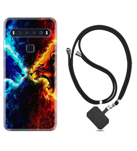 TCL 10L 10 Plus 10SE 20E 20SE 30 L7 Kılıf Boyun Askılı Silikon Red Blue Leon 1714
