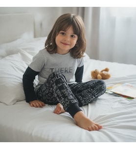 Çocuk Gri Renk Baskılı 2'li Takım CB1029