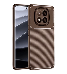 Xiaomi Redmi Note 14 Pro Plus Kılıf Auto Focus Karbon Kapak - Kahverengi