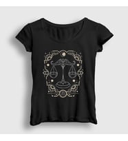 Presmono Kadın Siyah Libra Zodiac Hediye Terazi Burcu T-Shirt 527662tt
