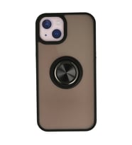 Apple iPhone 13 Kılıf Montreal Yüzüklü Silikon Kapak - Siyah