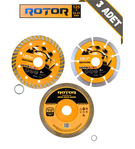 3'lü Disk seti 125x22,23 Seramik Kesme Set 3 parça (Sarı)