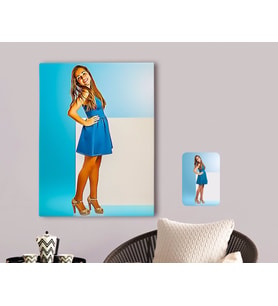 BK Gift Kişiye Özel Tam Boy Kadın Karikatürlü Kanvas Tablo 70x100cm-1