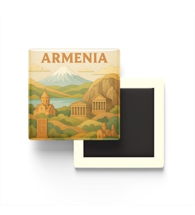 Ermenistan - Armenia - Paper Cut Art - Baskılı Buzdolap Magneti Kare - 9x9 cm