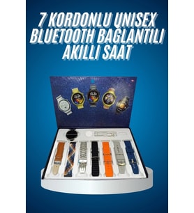 Unısex Yuvarlak Ekranlı 7 Kordonlu Akıllı Saat Gps Destekli Çoklu Kordon Seçeneği