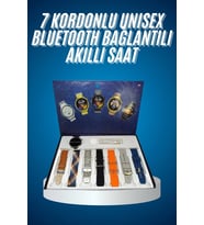 Unısex Yuvarlak Ekranlı 7 Kordonlu Akıllı Saat Gps Destekli Çoklu Kordon Seçeneği