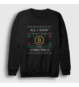 Presmono Unisex Siyah Bitcoin For Christmas Yılbaşı Sweatshirt 269018tt