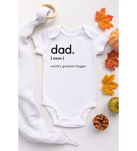 Unisex Bebek Beyaz Dad Dictionary Kısa Kollu Çıtçıtlı Body