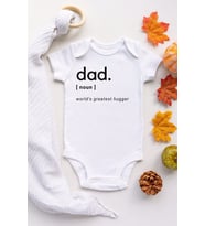 Unisex Bebek Beyaz Dad Dictionary Kısa Kollu Çıtçıtlı Body
